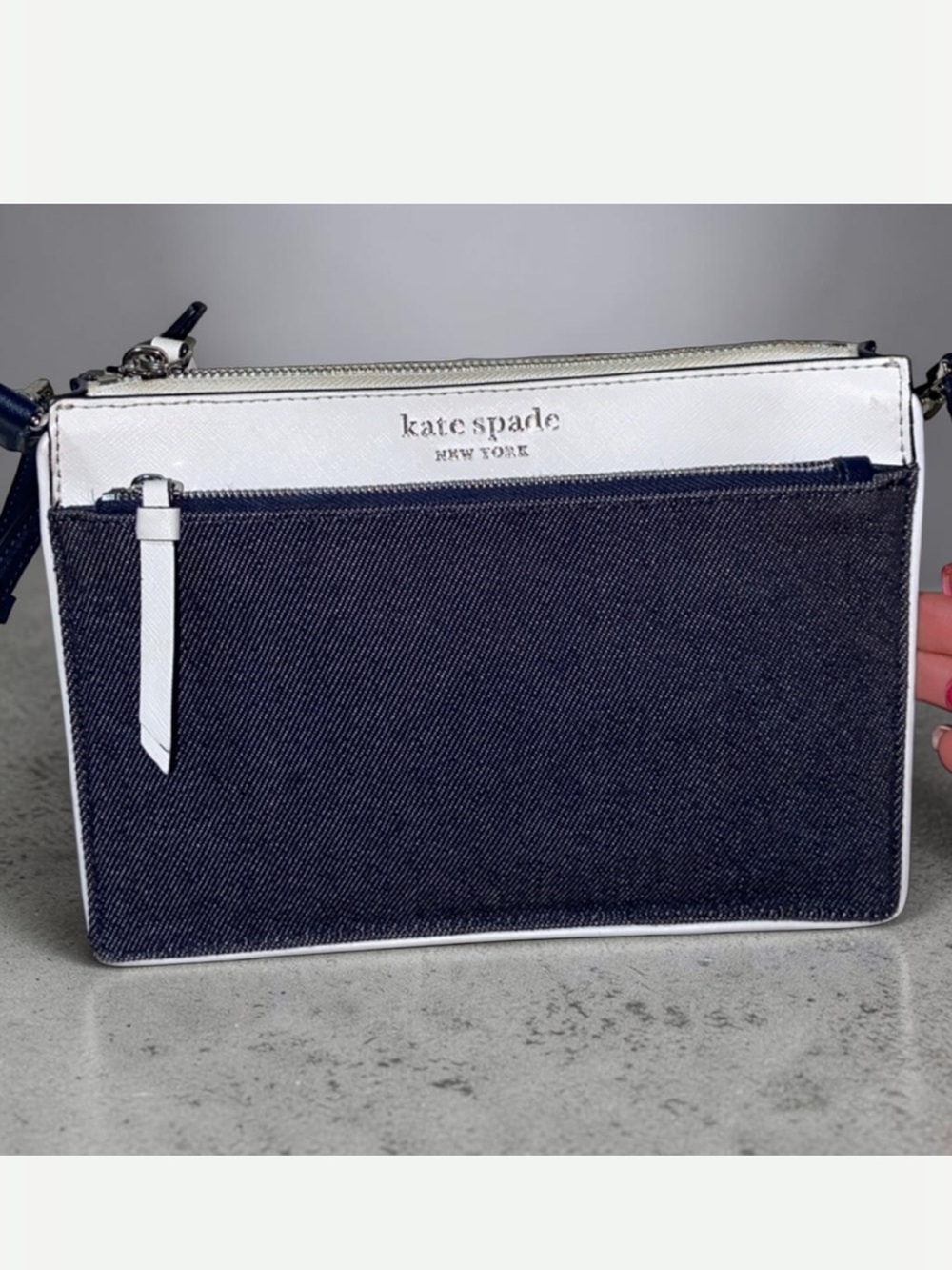 Kate Spade New York Two-Tone denim and White Crossbody bag EUC